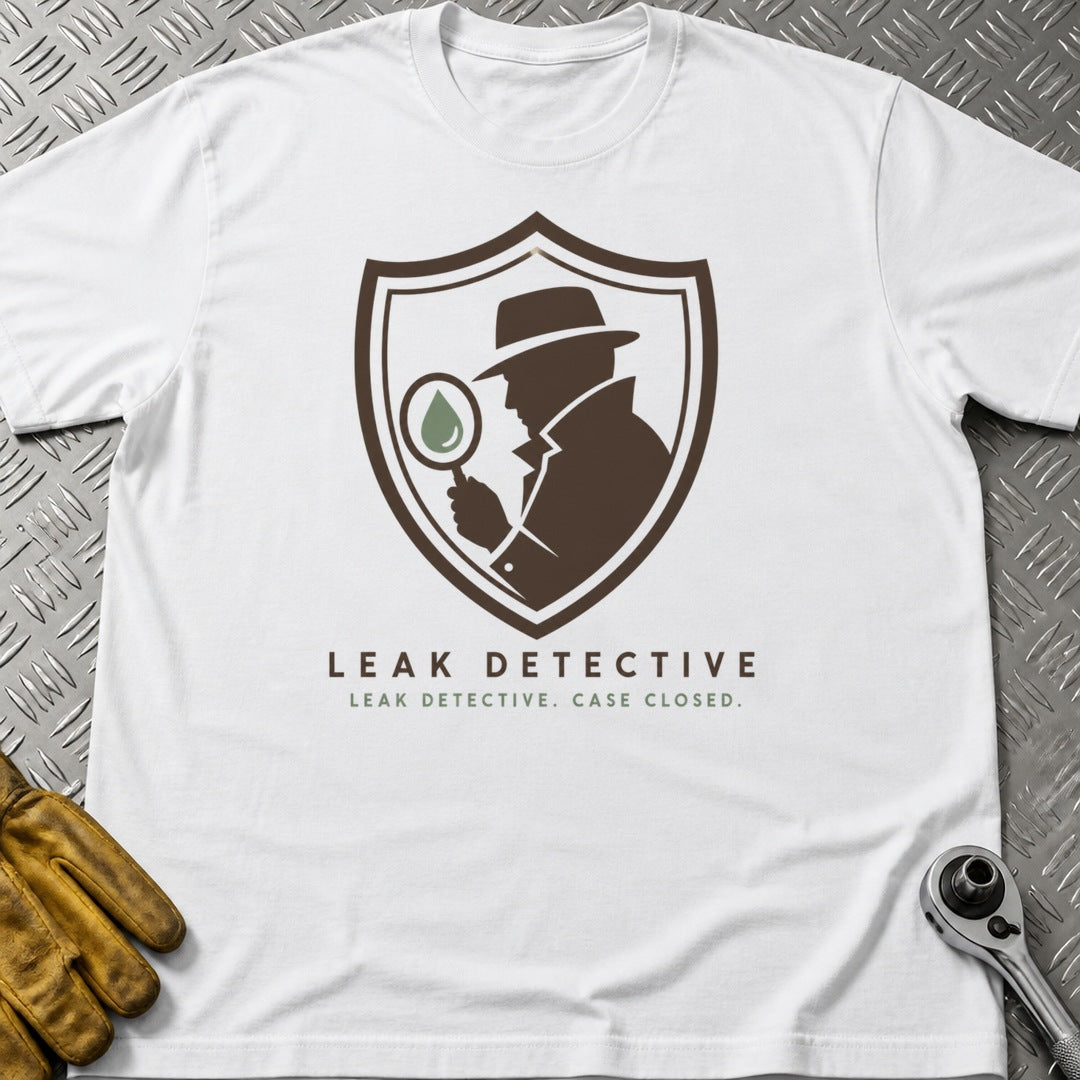Leak Detective t-shirt flat lay