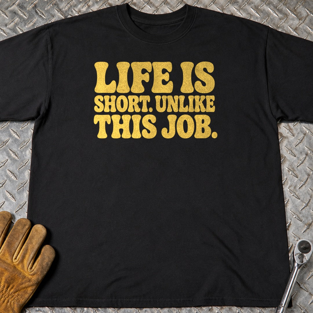 Unlike This Job t-shirt flat lay