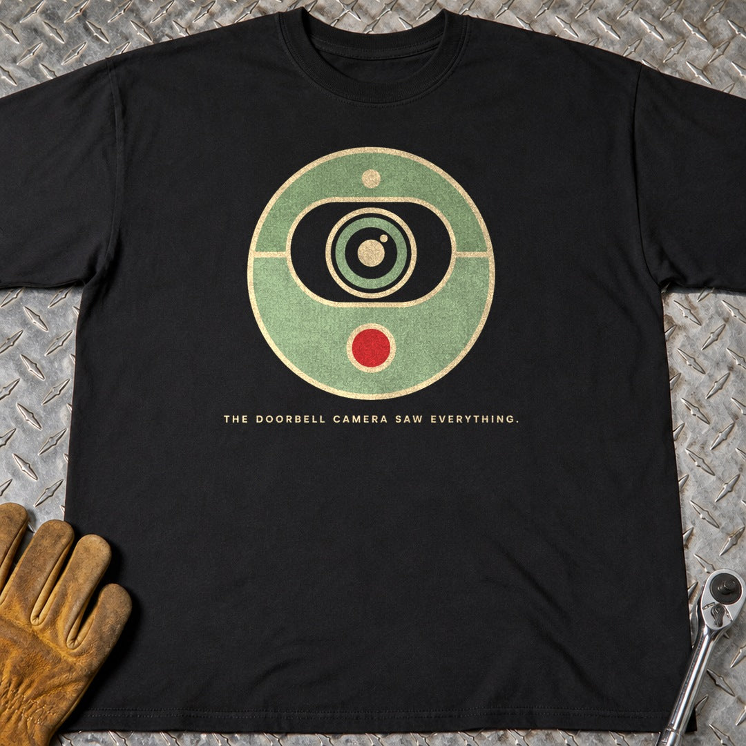 Doorbell Camera t-shirt flat lay