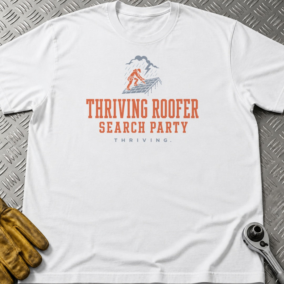 Thriving Roofer t-shirt flat lay