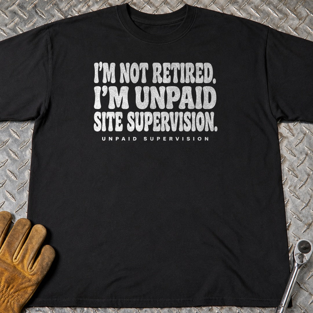 Unpaid Supervision t-shirt flat lay