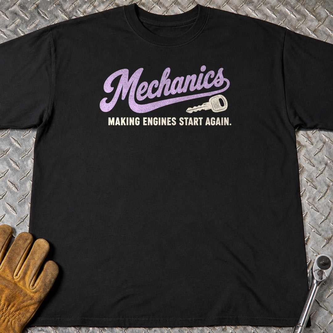 Mechanics t-shirt flat lay