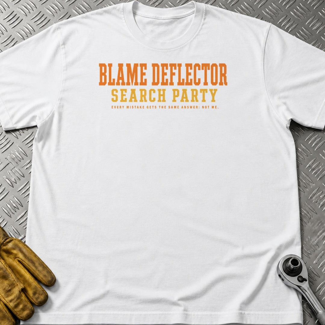 Blame Deflector t-shirt flat lay