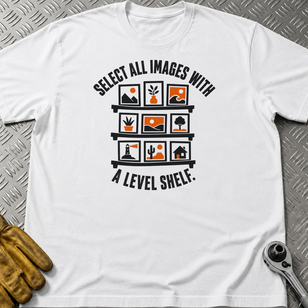 Level Shelf t-shirt flat lay