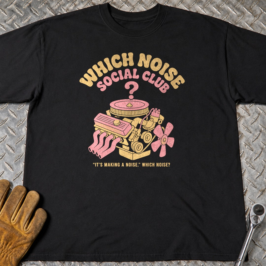 Which Noise t-shirt flat lay