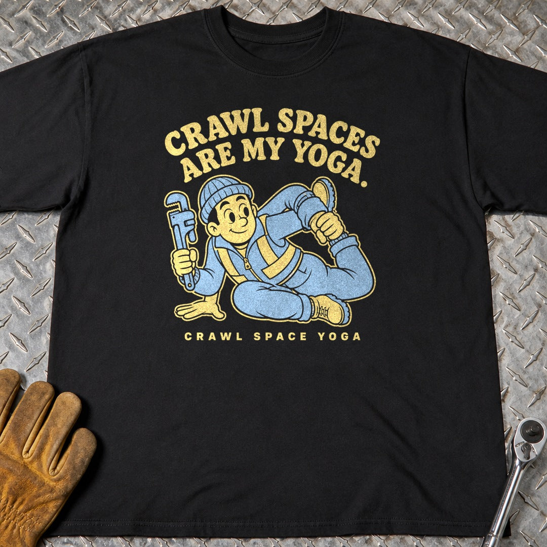 Crawl Space Yoga t-shirt flat lay