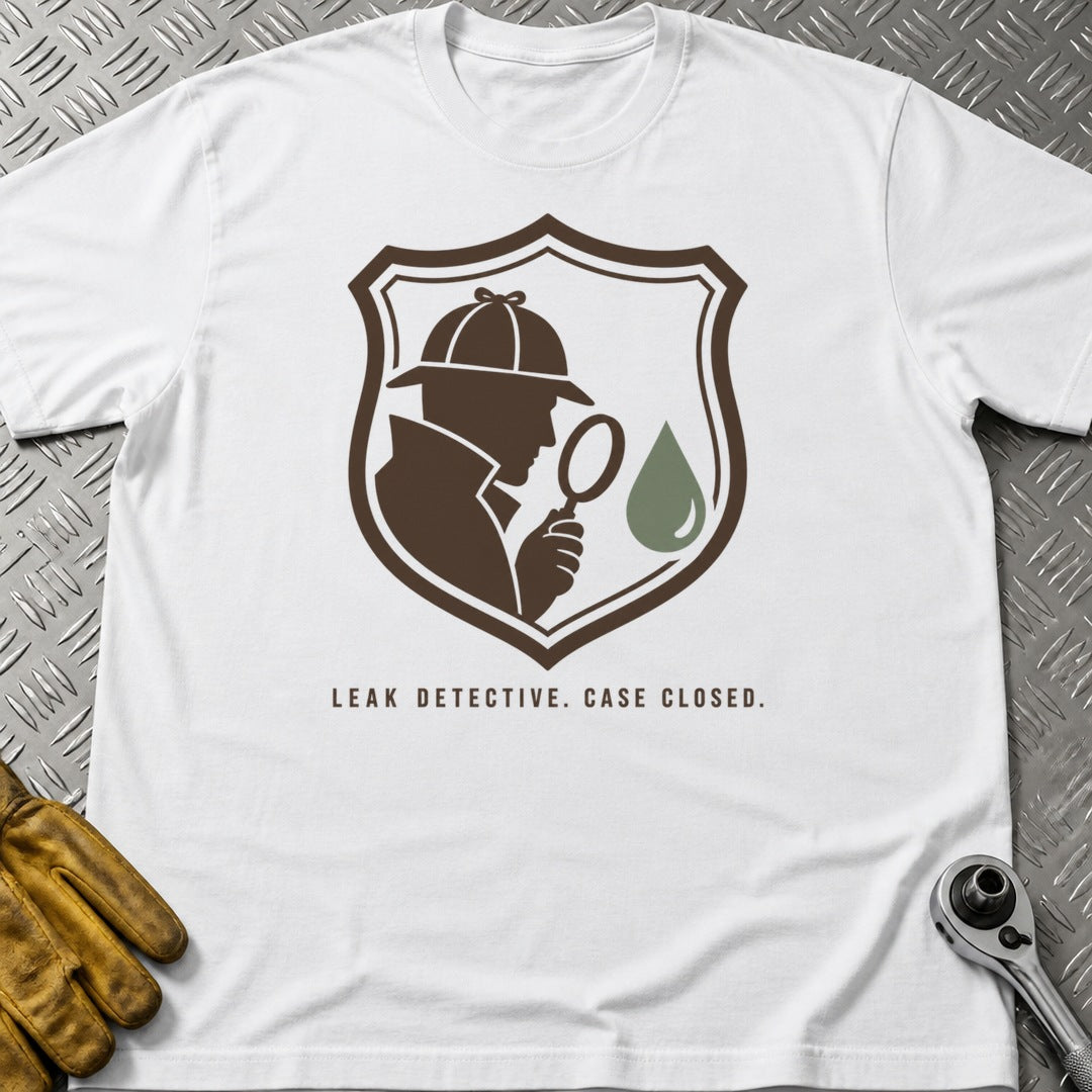 Leak Detective t-shirt flat lay