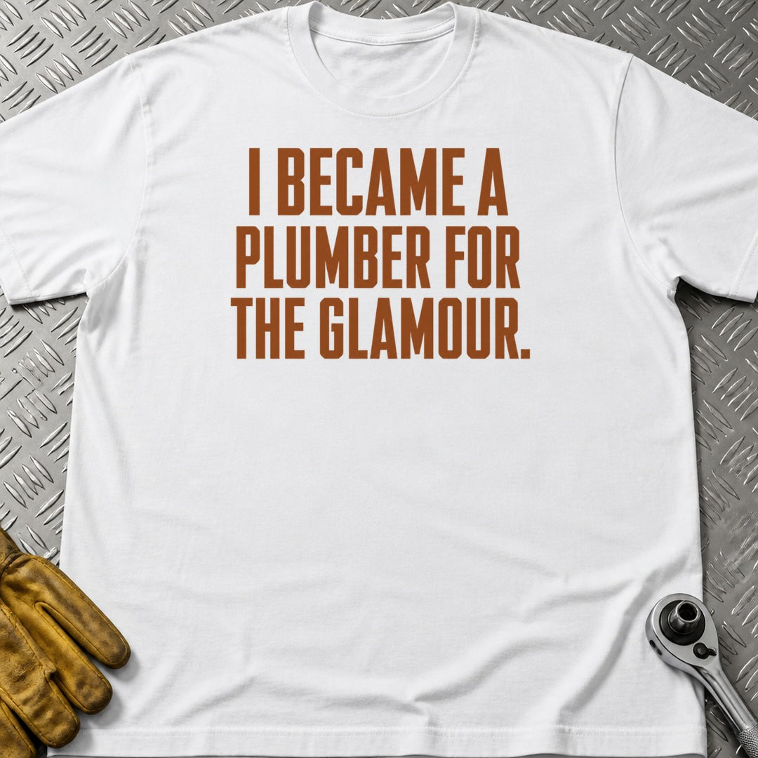 Plumber Glamour t-shirt flat lay