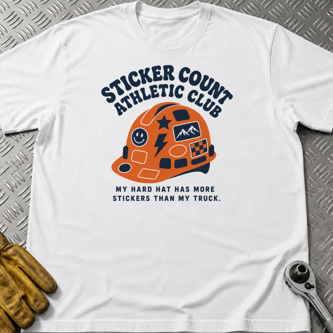 Sticker Count t-shirt flat lay