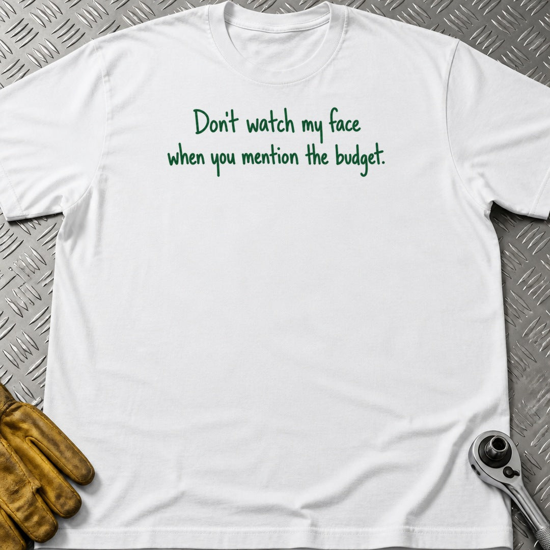 Budget Face t-shirt flat lay