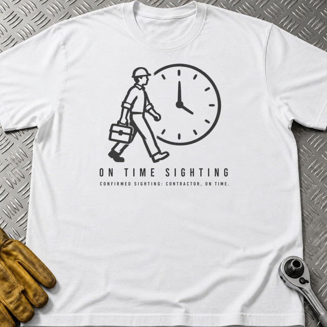 On Time Sighting t-shirt flat lay