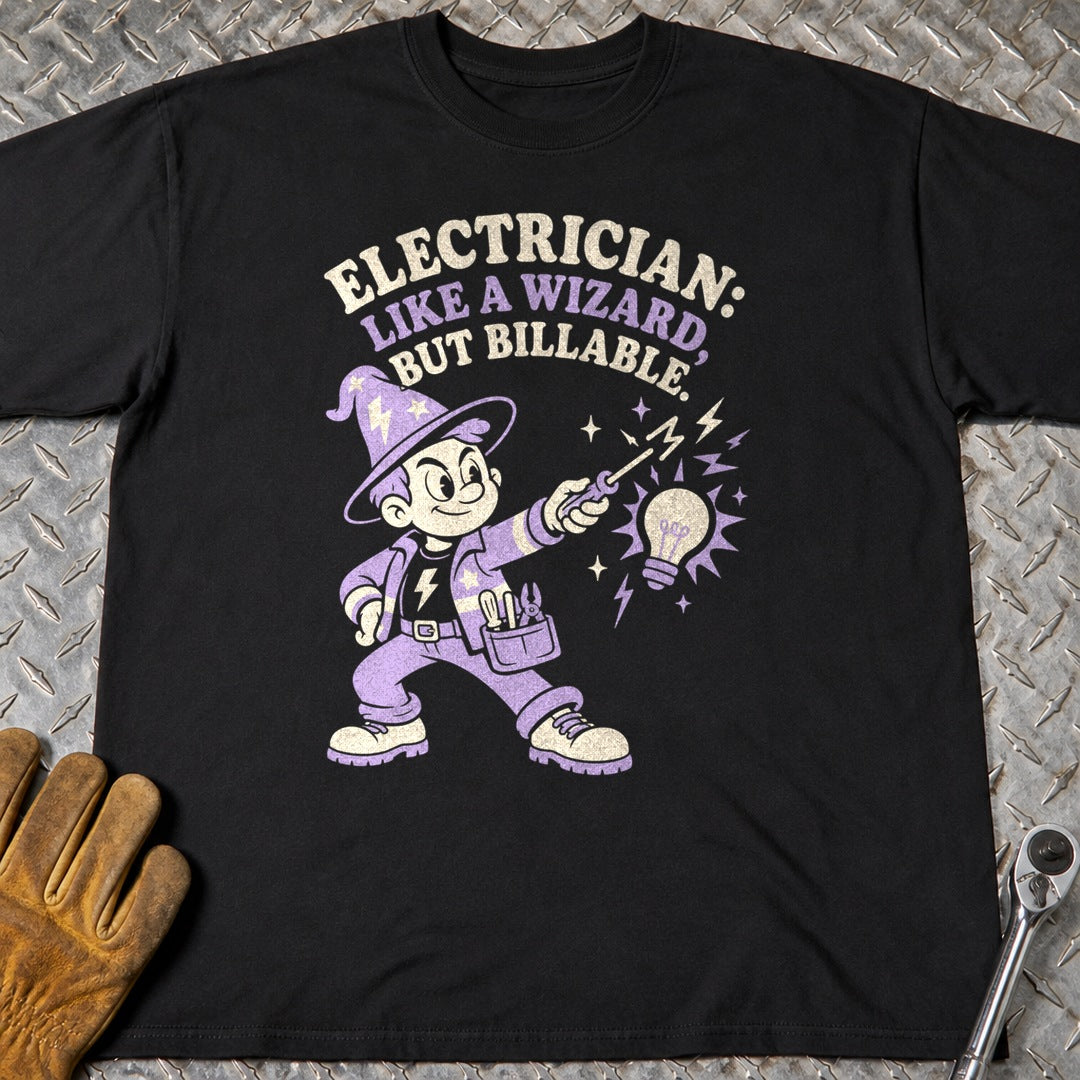 Billable Wizard t-shirt flat lay