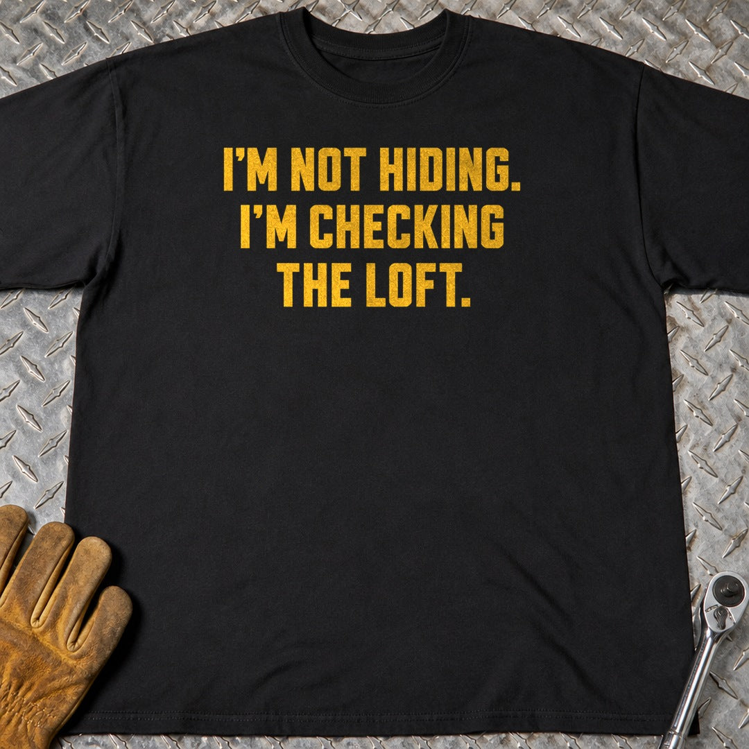 Checking The Loft t-shirt flat lay