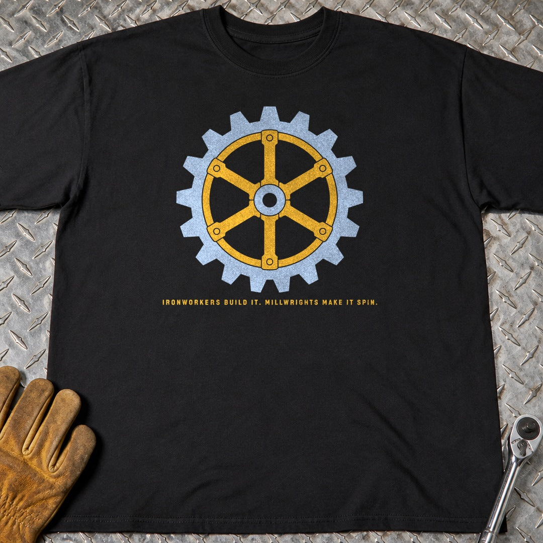 Make It Spin t-shirt flat lay