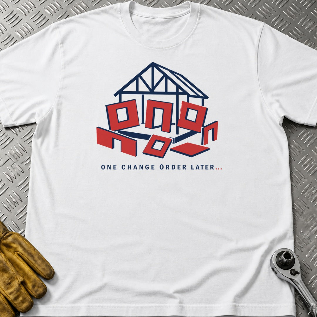One Change Later t-shirt flat lay