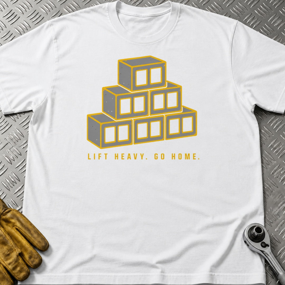 Lift, Go Home t-shirt flat lay