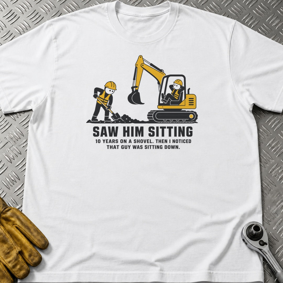 Saw Him Sitting t-shirt flat lay