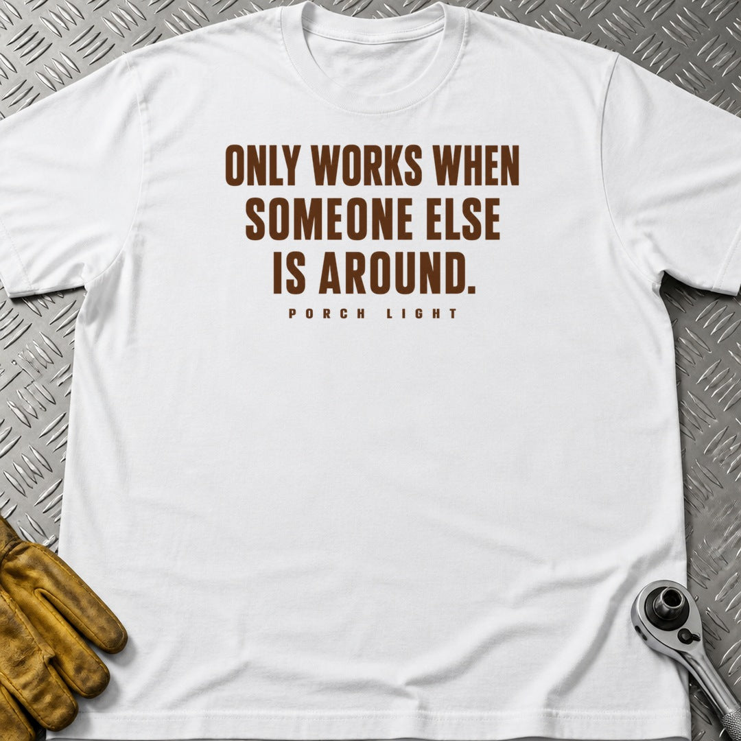 Porch Light t-shirt flat lay
