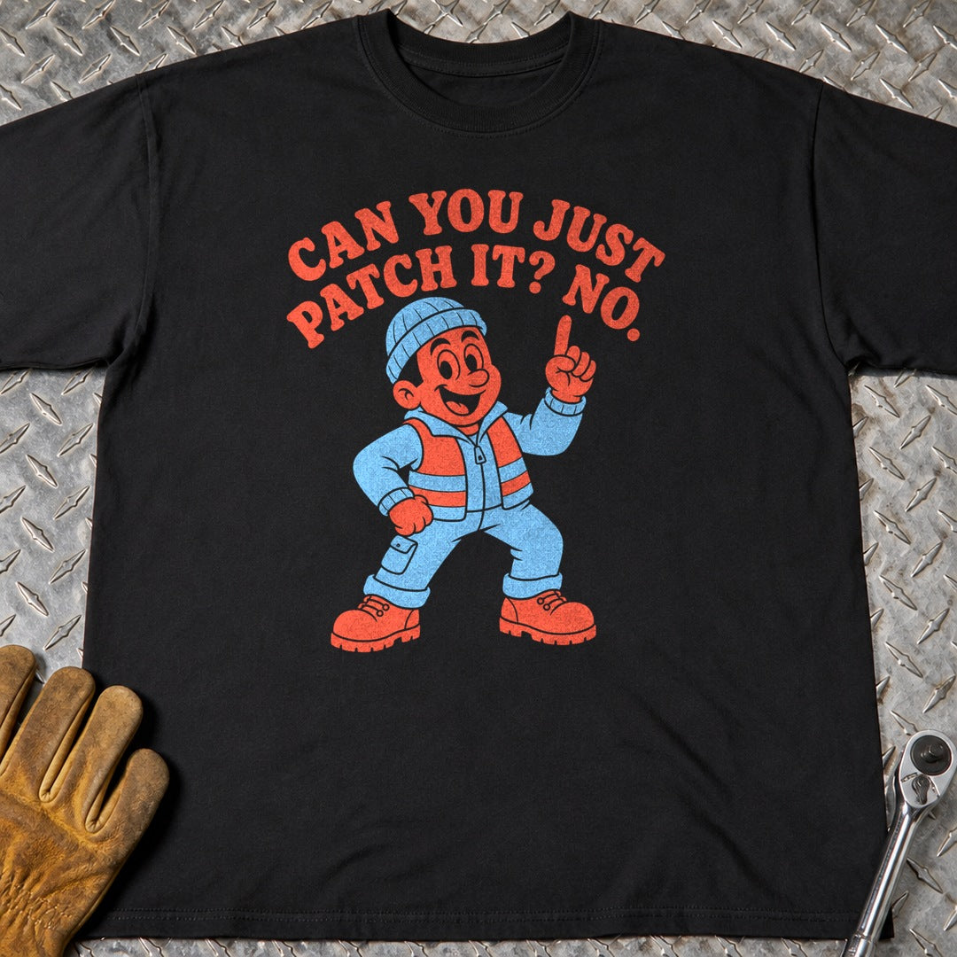 Just Patch It t-shirt flat lay