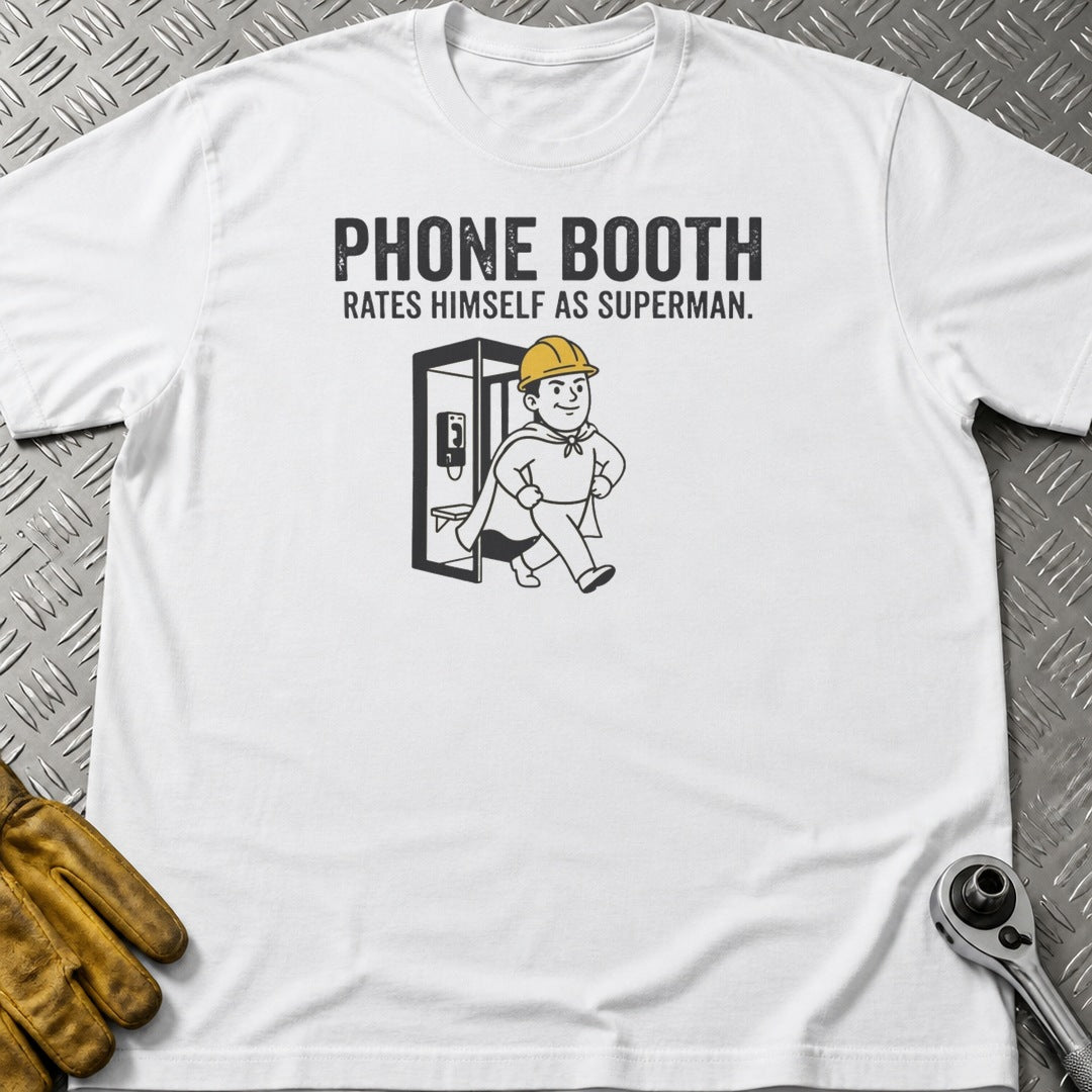 Phone Booth t-shirt flat lay