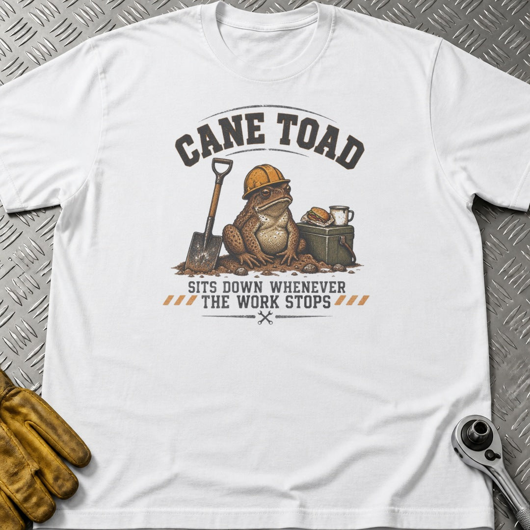 Cane Toad t-shirt flat lay