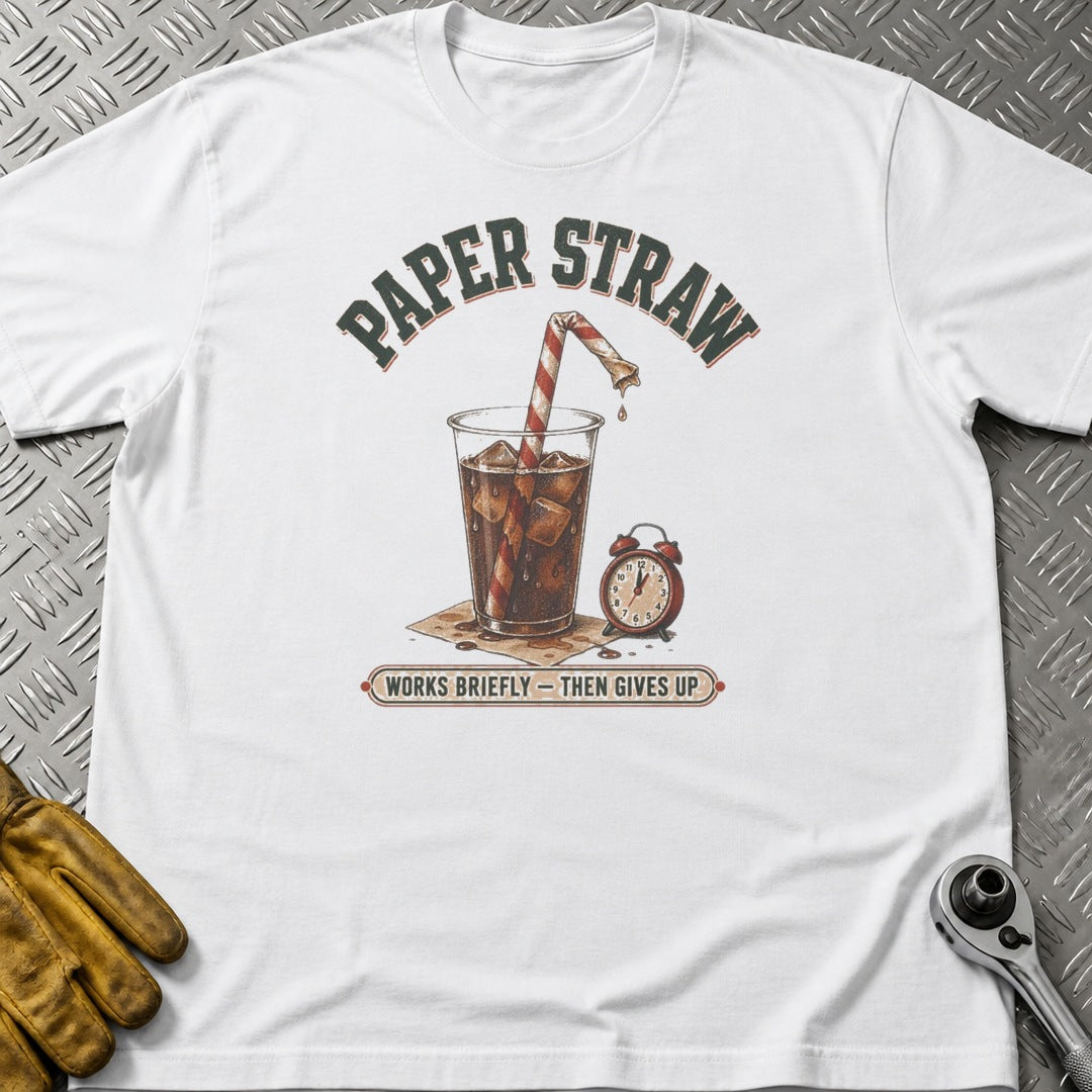 Paper Straw 3 t-shirt flat lay