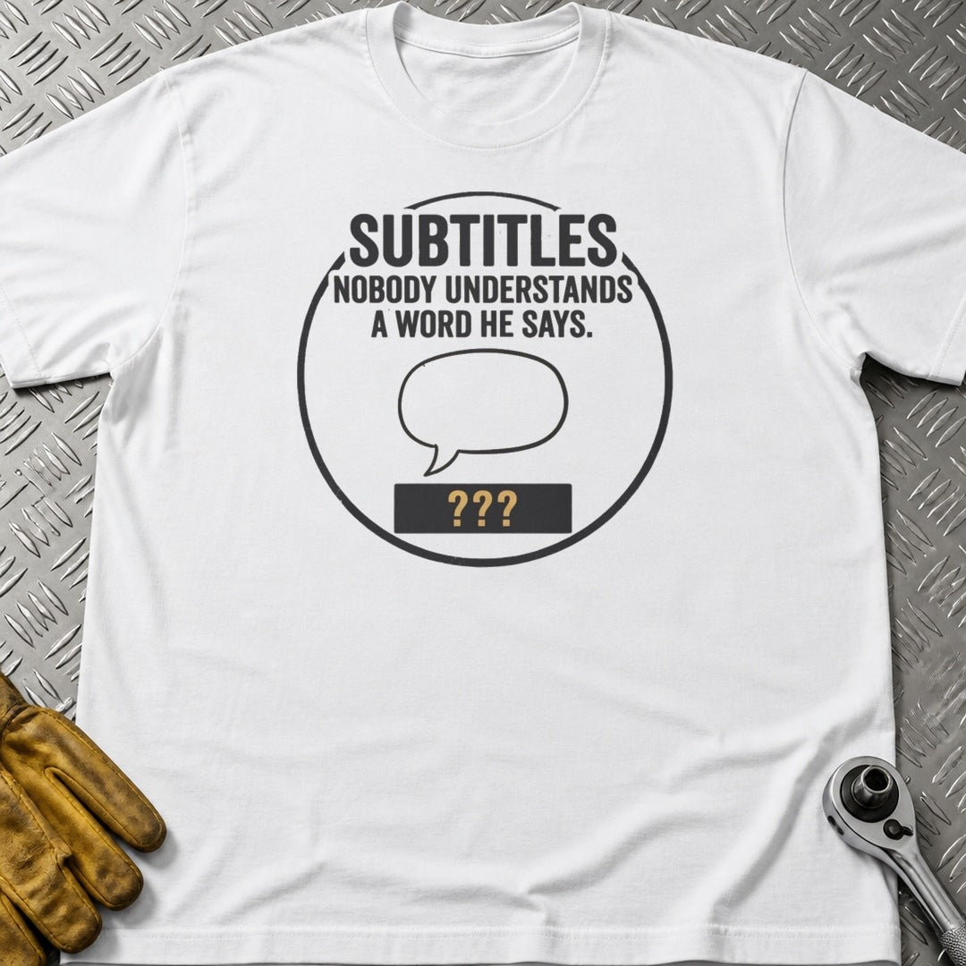 Sub-Titles t-shirt flat lay