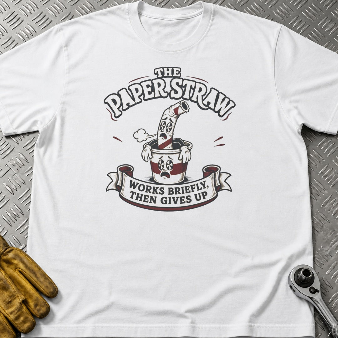 Paper Straw 4 t-shirt flat lay