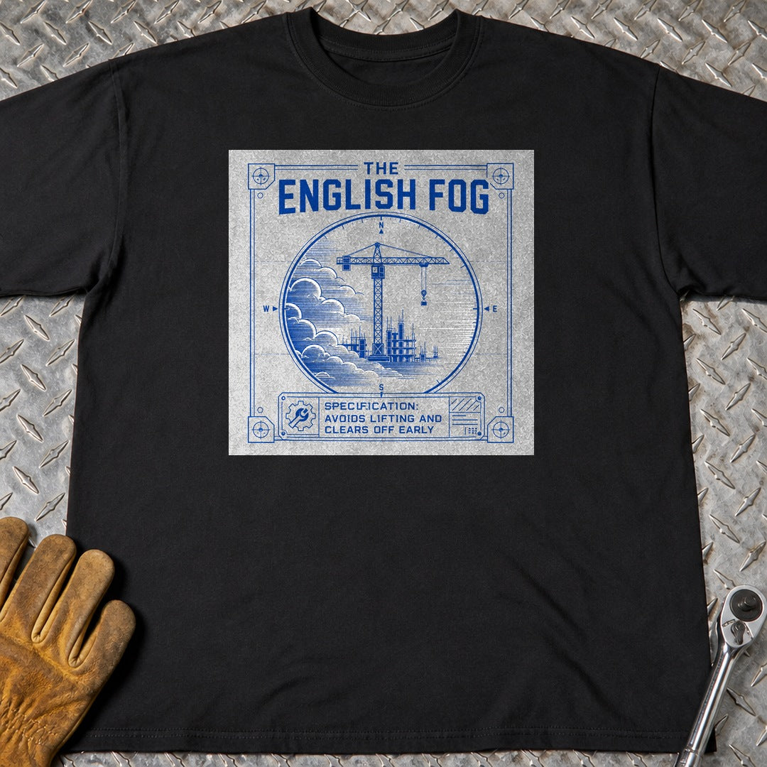 English fog t-shirt flat lay