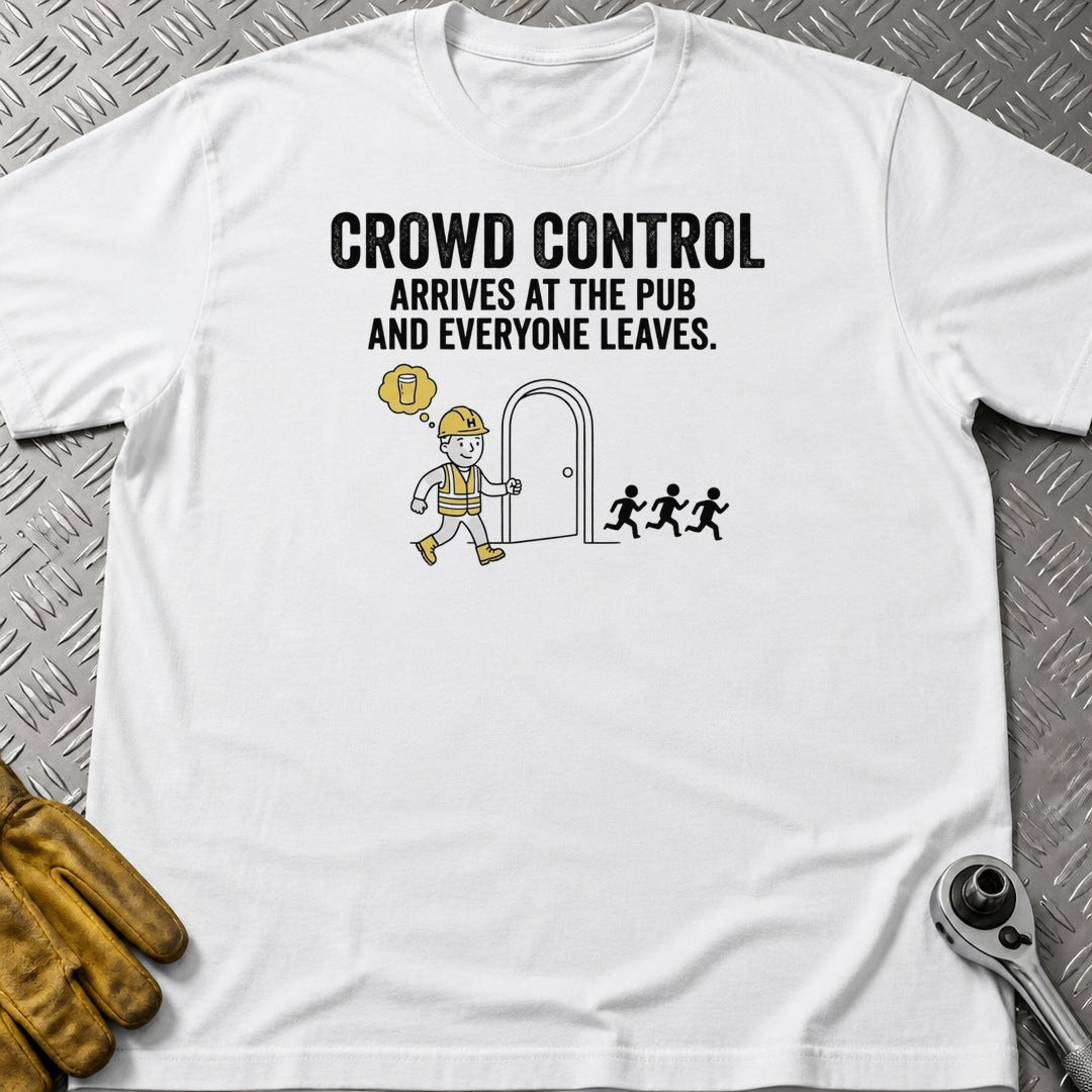 Crowd Control t-shirt flat lay