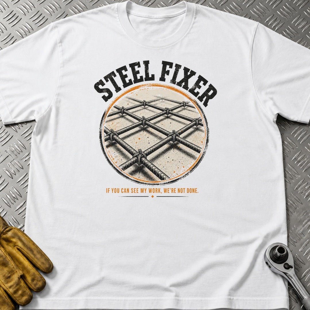 Steel Fixer t-shirt flat lay