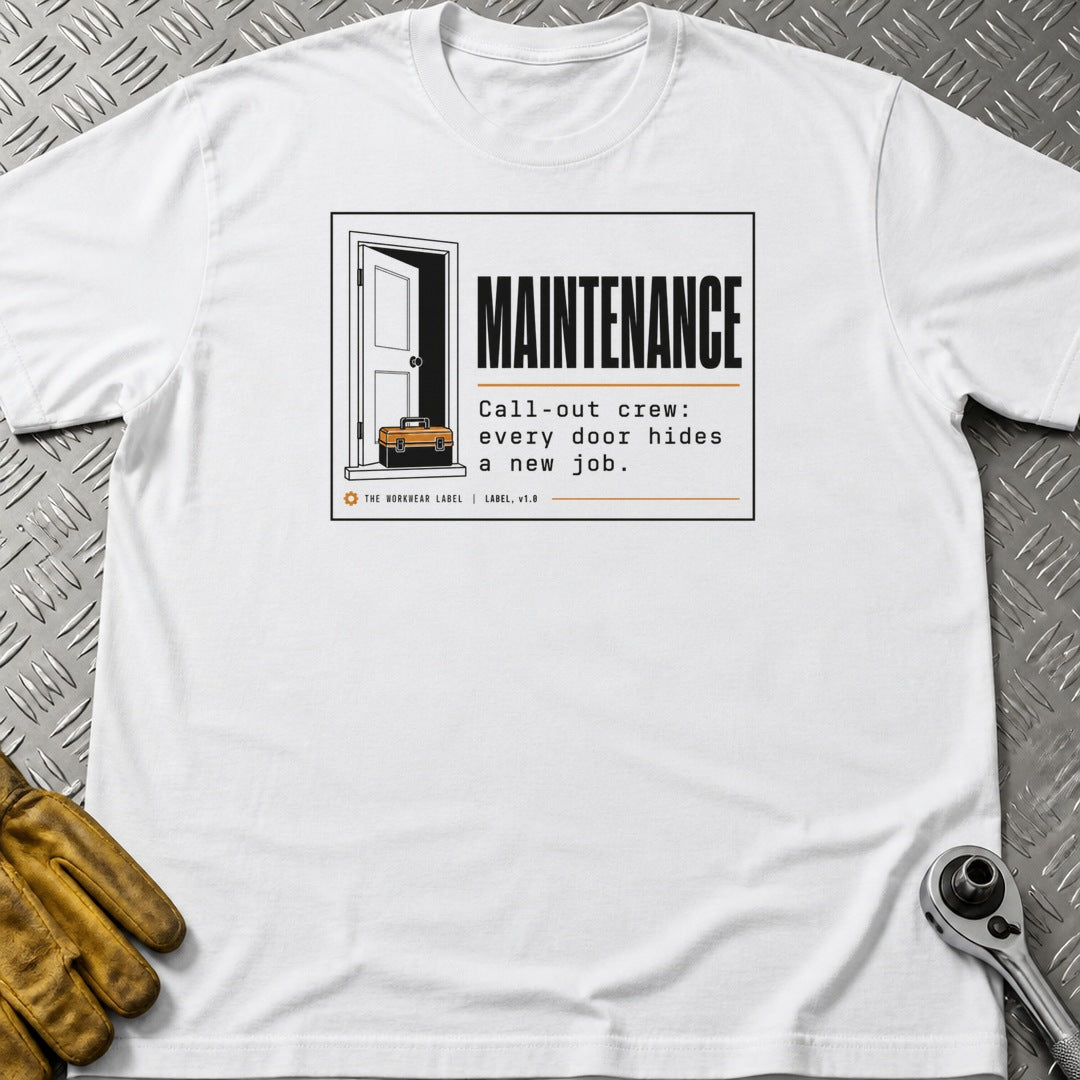 Maintenance t-shirt flat lay
