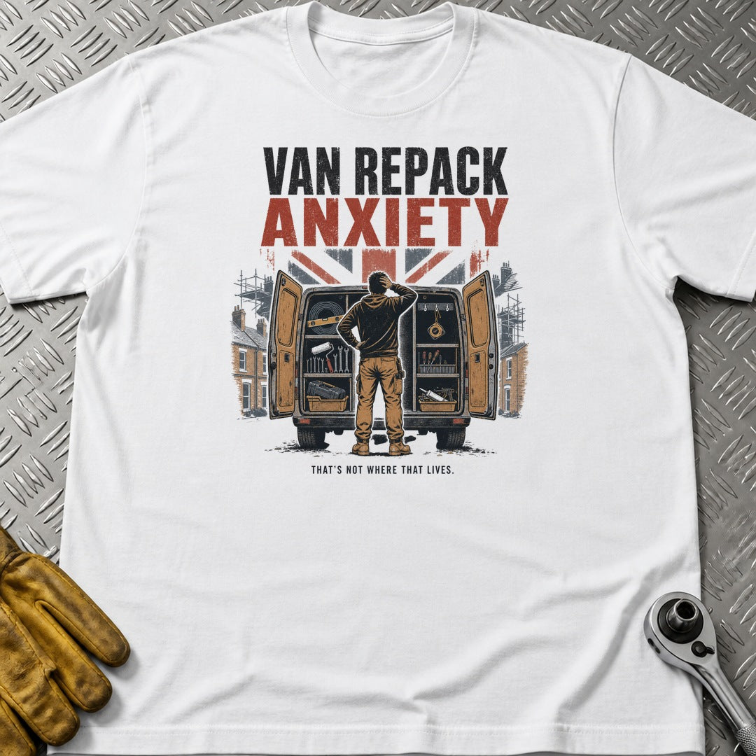 Van Repack Anxiety t-shirt flat lay