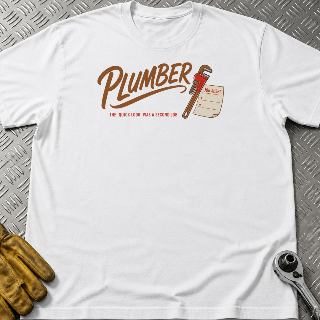 Quick Look t-shirt flat lay