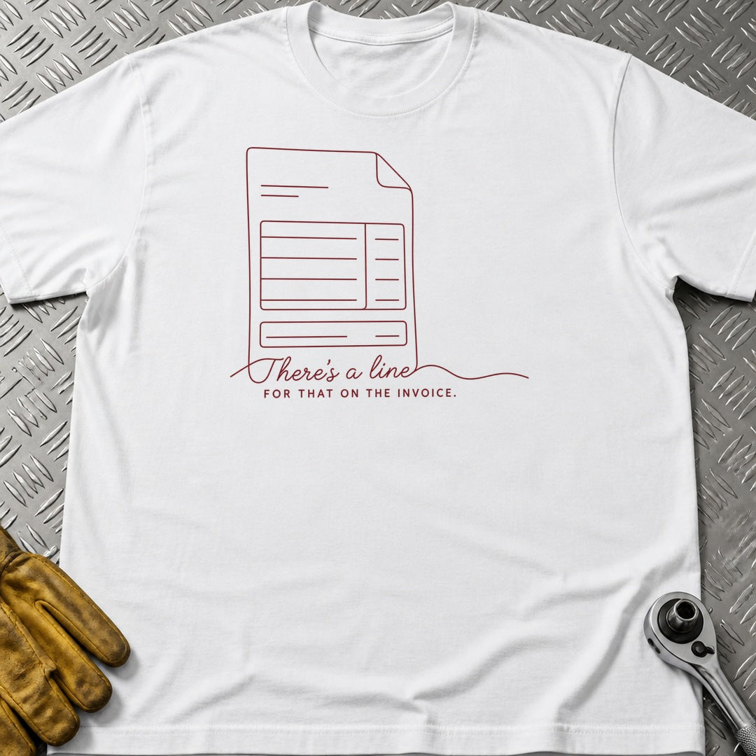On the Invoice t-shirt flat lay