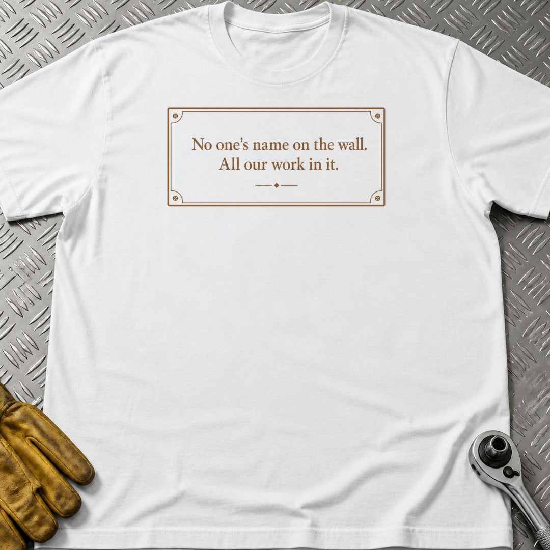 Unsigned Wall 2 t-shirt flat lay