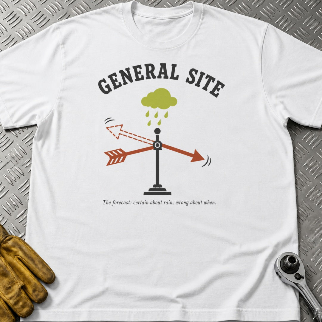 The Forecast t-shirt flat lay