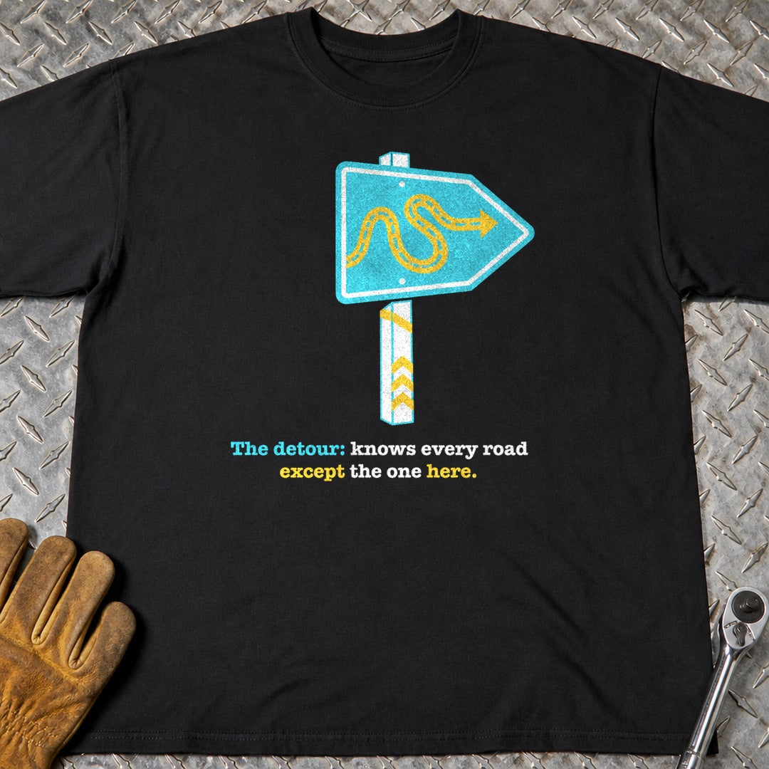The Detour t-shirt flat lay