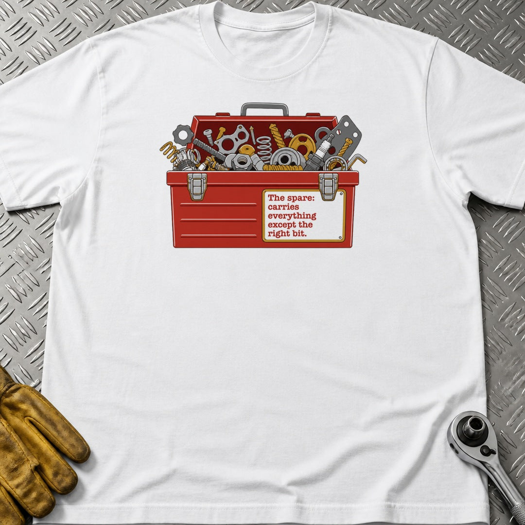 The Spare t-shirt flat lay