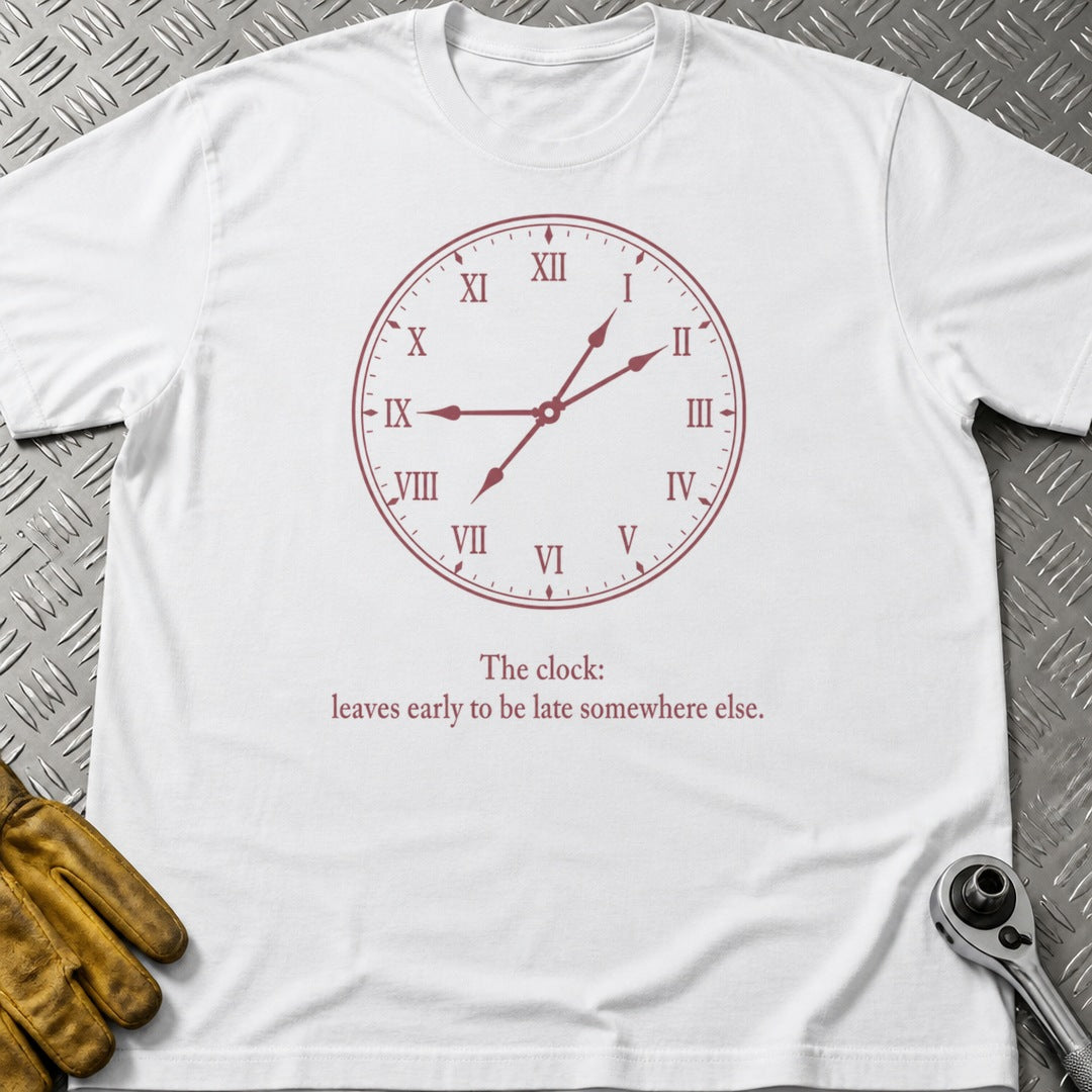 The Clock t-shirt flat lay
