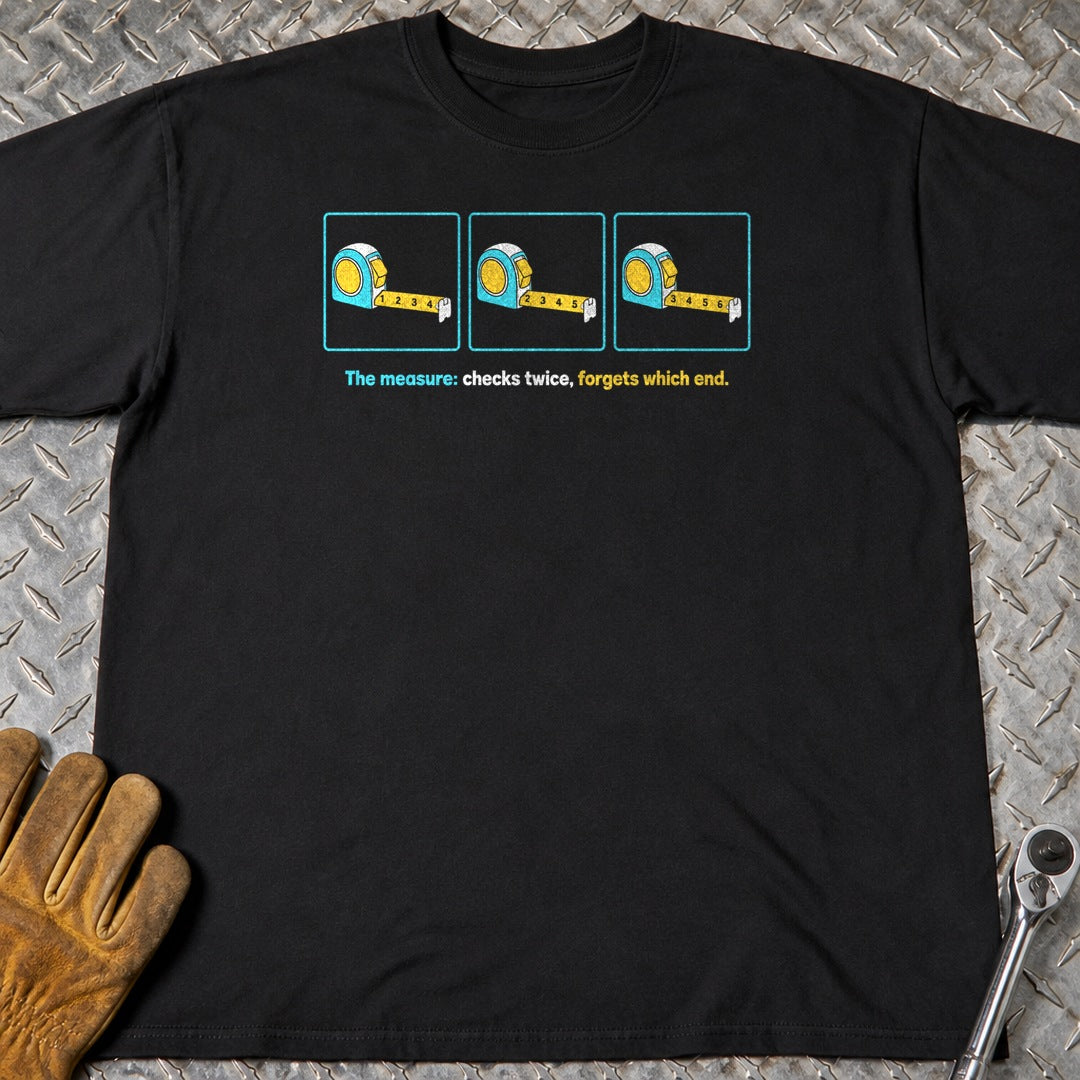 The Measure t-shirt flat lay