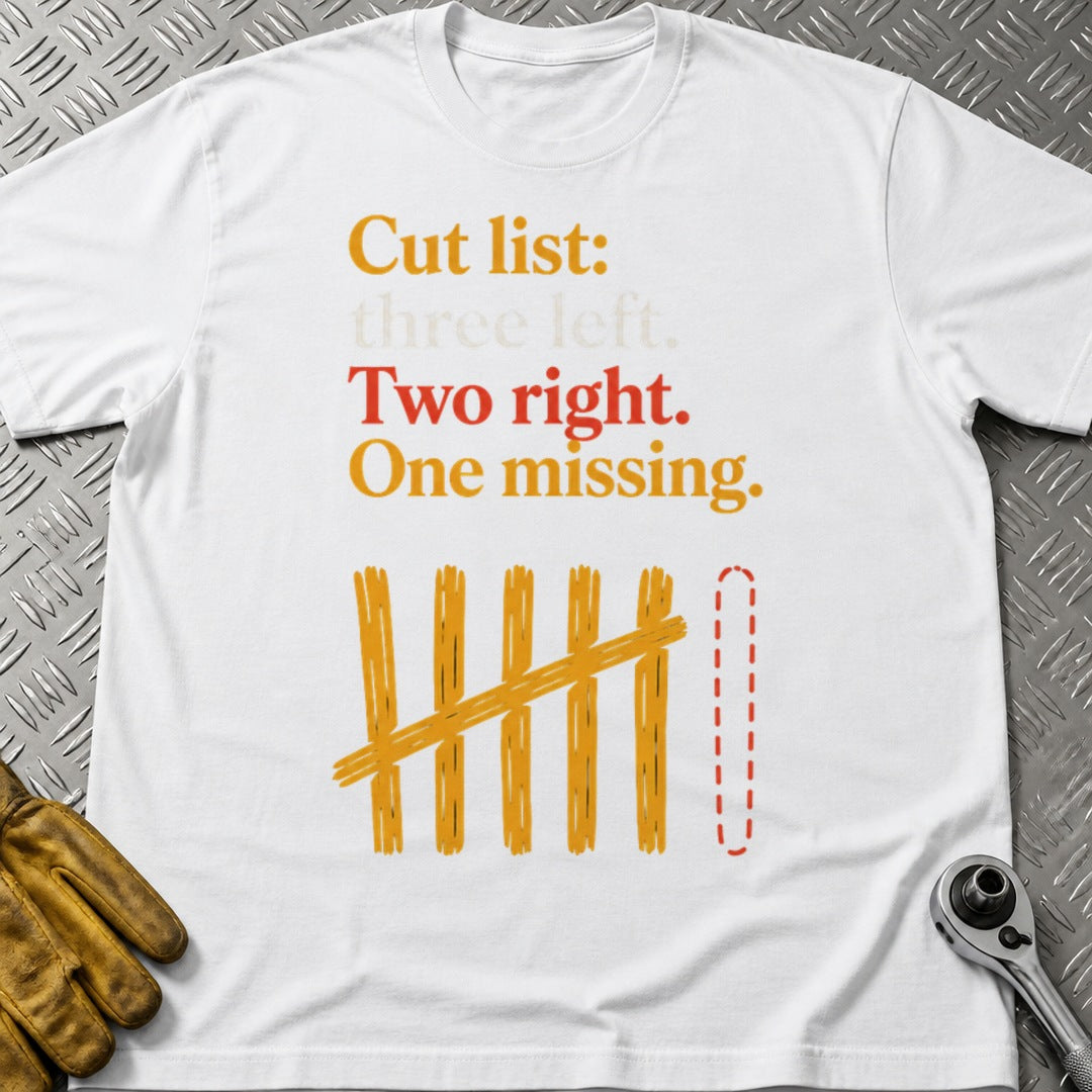 Cut List t-shirt flat lay