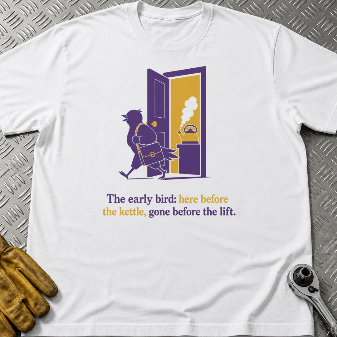 The Early Bird t-shirt flat lay