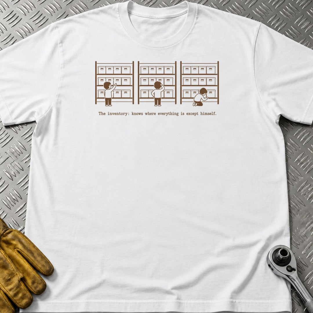 The Inventory t-shirt flat lay