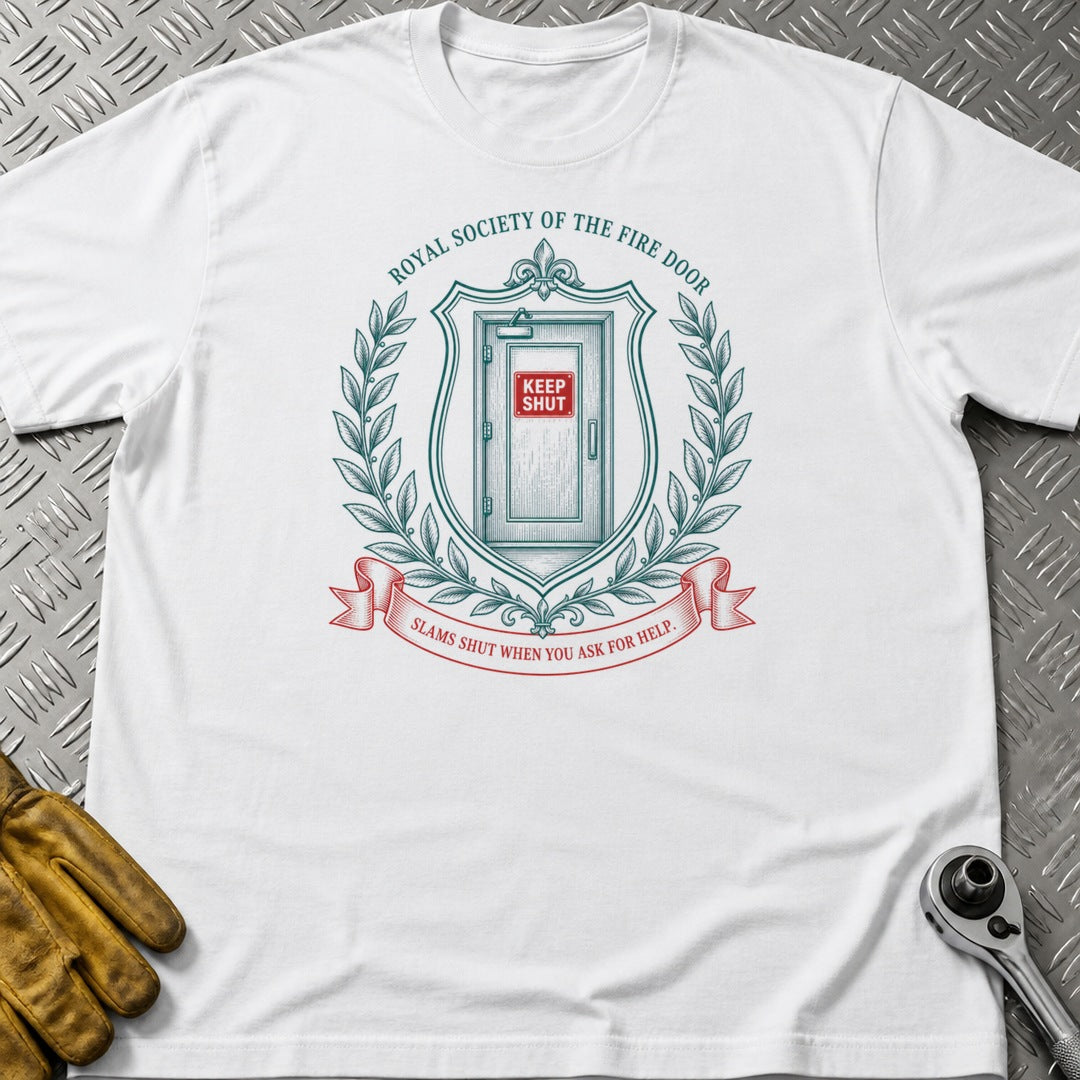 Fire Door t-shirt flat lay
