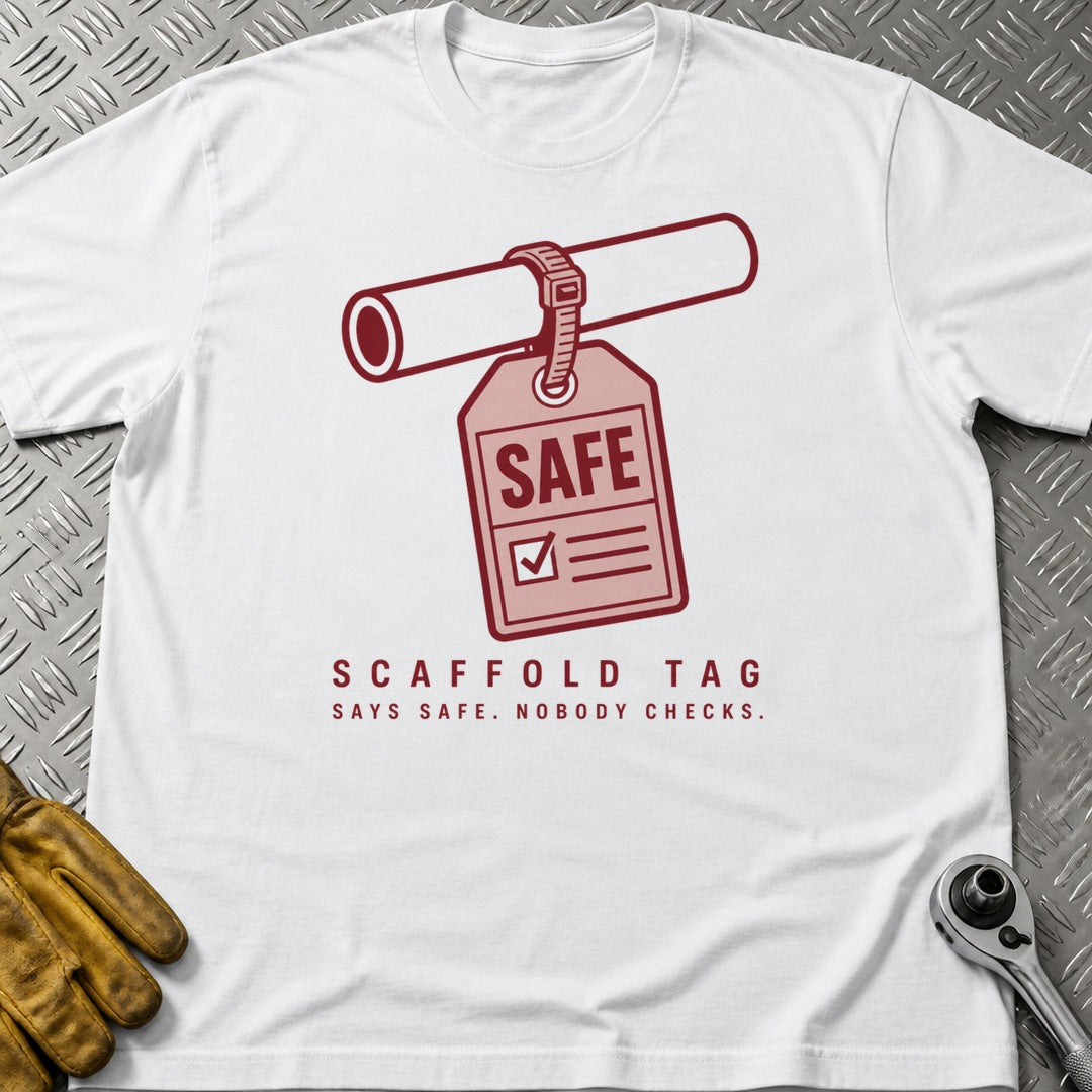Scaffold Tag t-shirt flat lay
