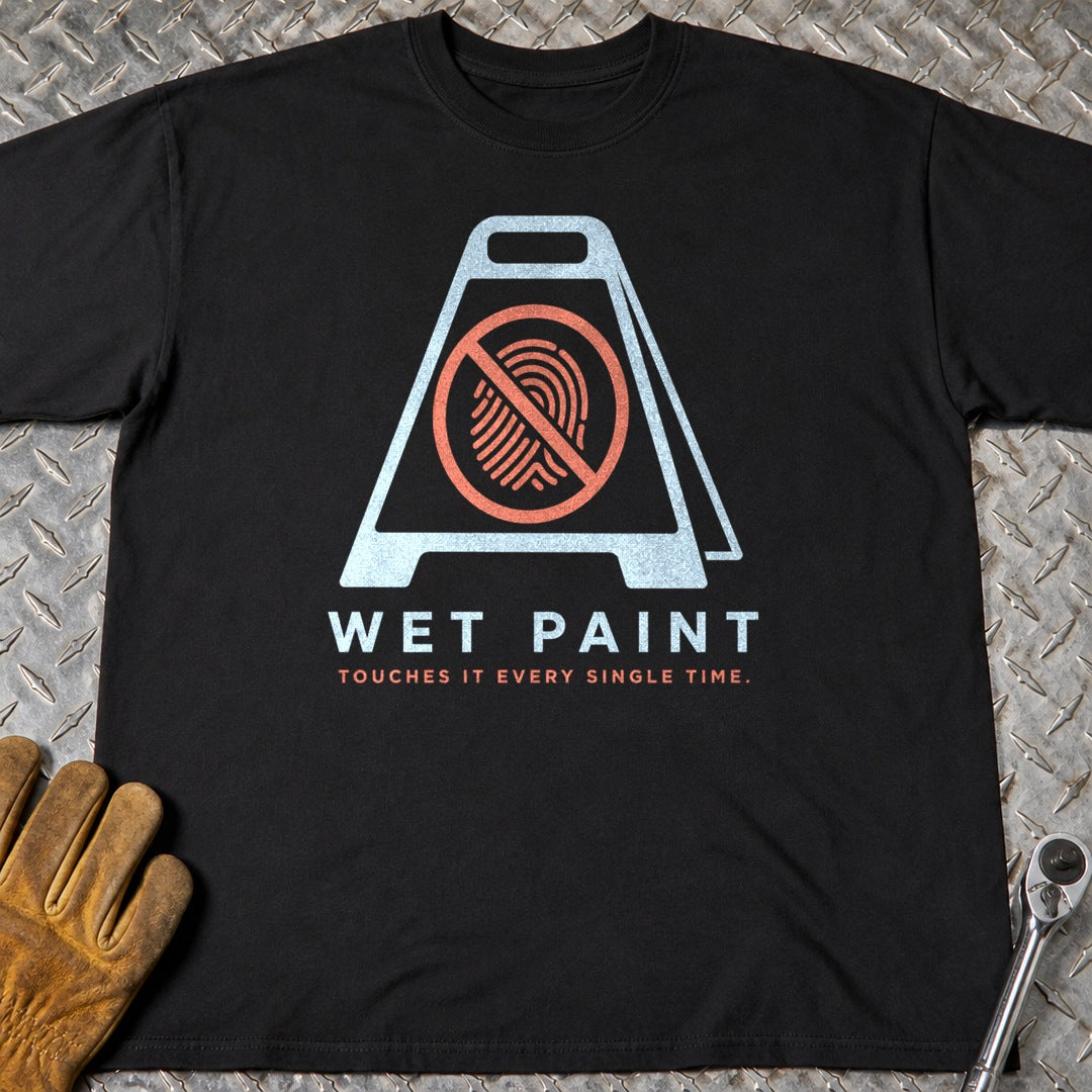 Wet Paint t-shirt flat lay