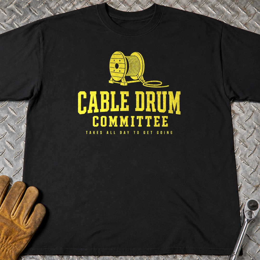 Cable Drum t-shirt flat lay