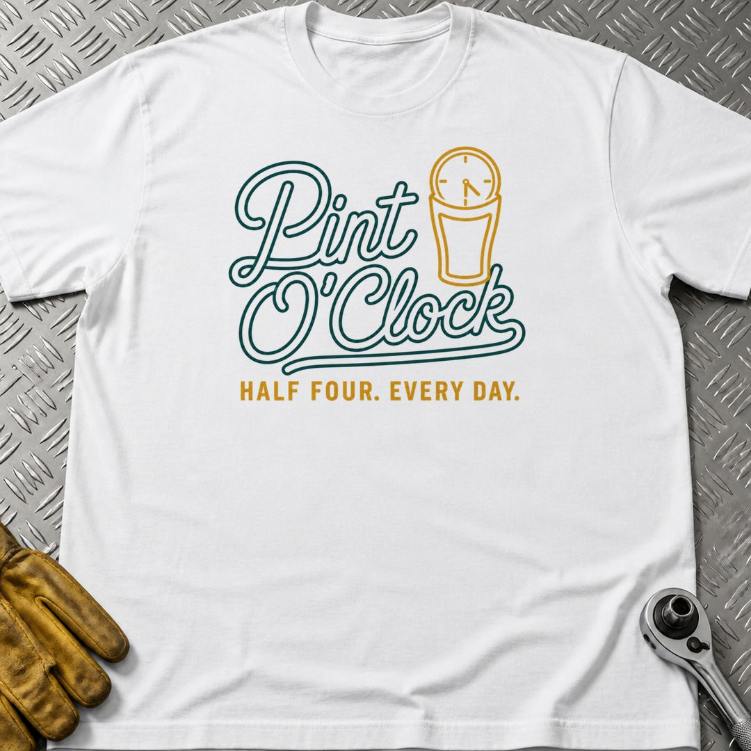 Pint O'Clock t-shirt flat lay
