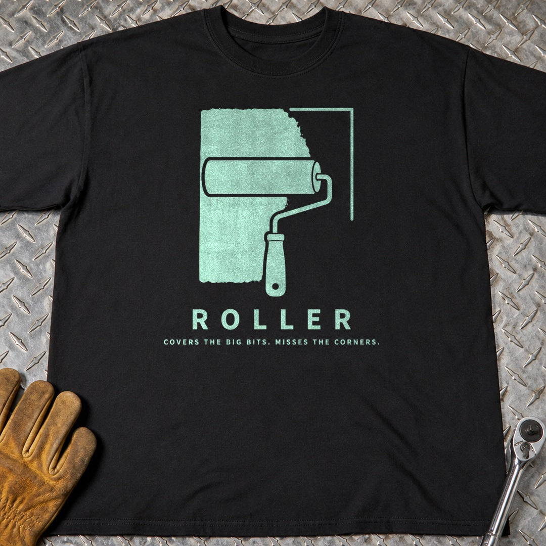 Roller t-shirt flat lay